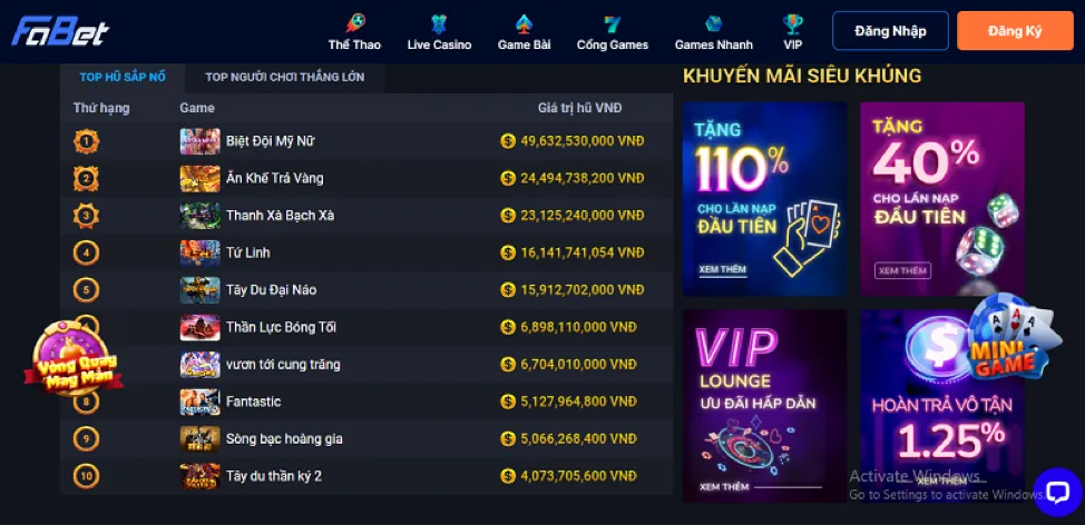 Bảng so sánh các cấp độ VIP FC88